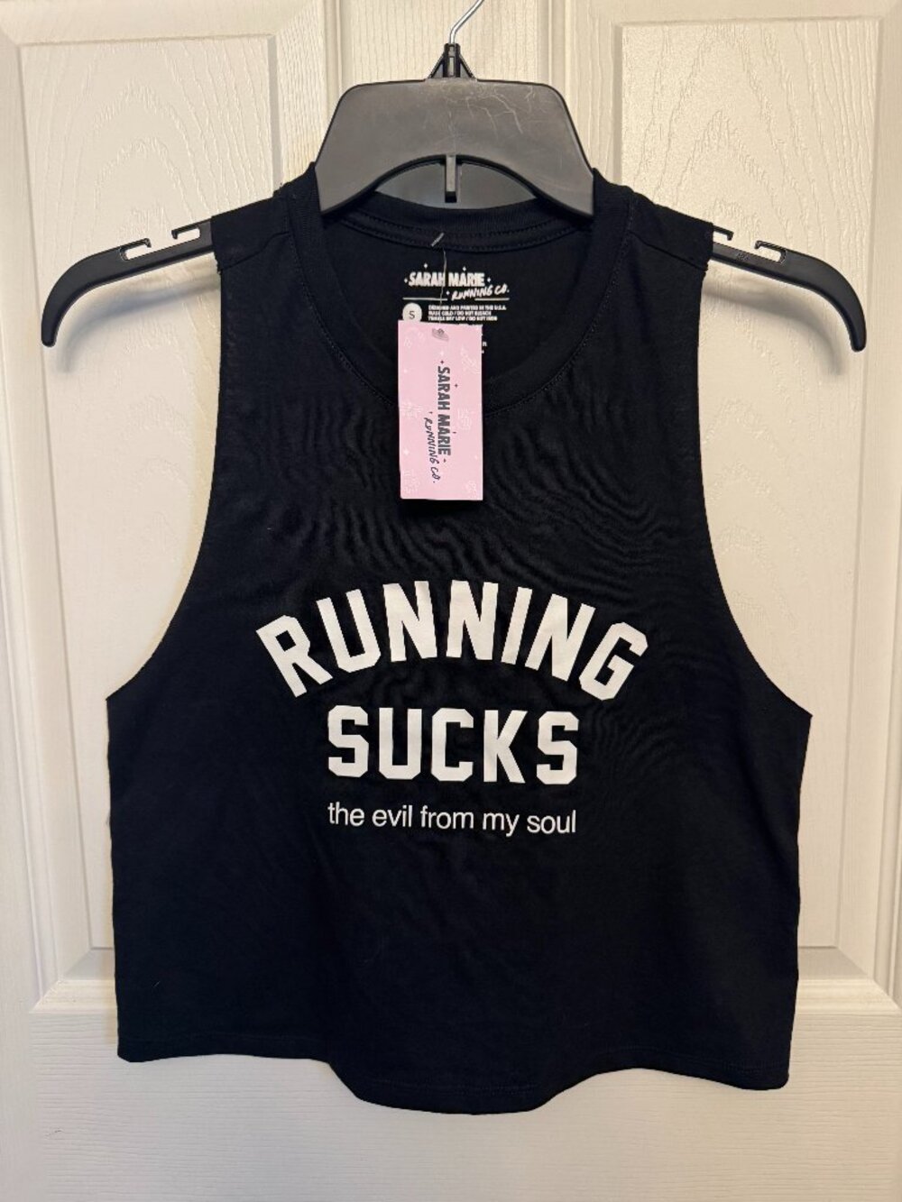 Sarah Marie Running Co Running Sucks Graphic Tank Top Black Small